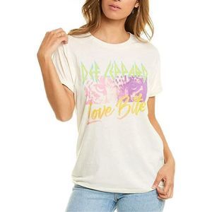 NWT Chaser Def Leppard Love Bites Cloud Jersey Tee Au Lait